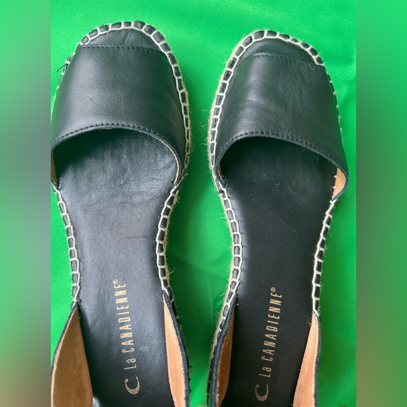 La CANADIENNE Espadrilles Sandals Lace Up Leather Black Size 7 - Picture 10 of 14
